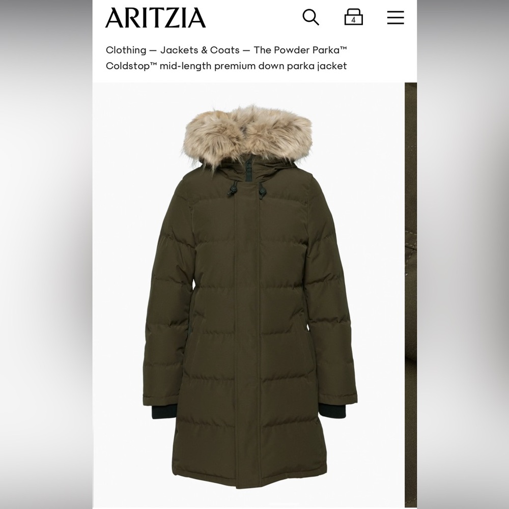 Aritzia Tna The Powder Parka Olive Green